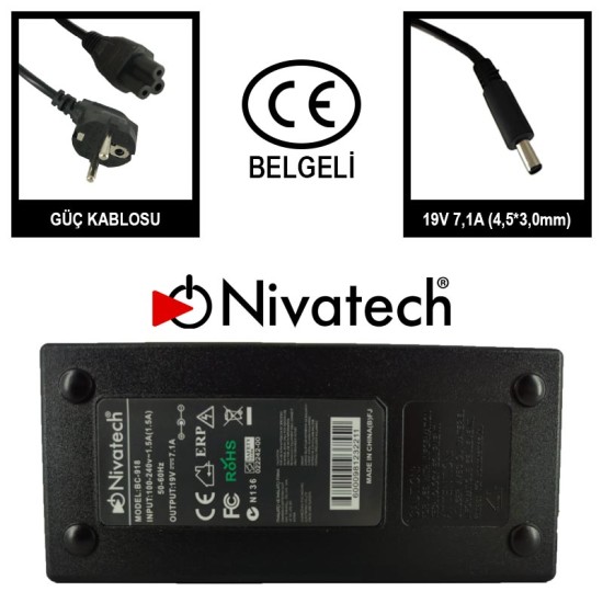 Nivatech BC 918 AC/DC LAPTOP POWER SUPPLY 19V 7,1A (4,5*3,0mm) For HP Nivatech BC 918 AC/DC LAPTOP POWER SUPPLY 19V 7,1A (4,5*3,0mm) For HP