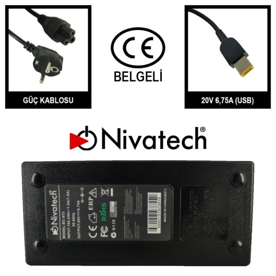 Nivatech BC 973 AC/DC LAPTOP POWER SUPPLY 20V 6,75A (USB) For LENOVO