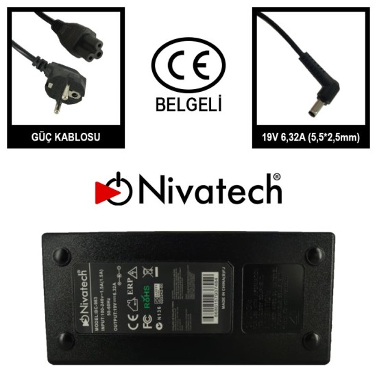 Nivatech BC 983 AC/DC LAPTOP POWER SUPPLY 19V 6,32A (5,5*2,5mm) For TOSHIBA/ASUS