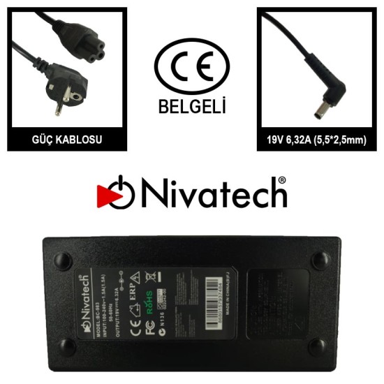 Nivatech BC 983 AC/DC LAPTOP POWER SUPPLY 19V 6,32A (5,5*2,5mm) For TOSHIBA/ASUS Nivatech BC 983 AC/DC LAPTOP POWER SUPPLY 19V 6,32A (5,5*2,5mm) For TOSHIBA/ASUS