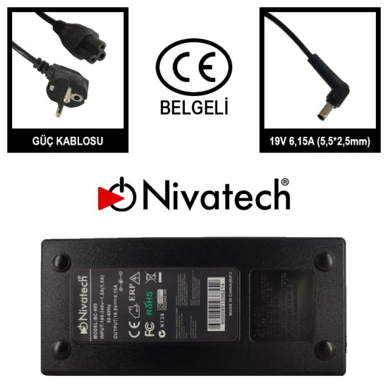 Nivatech BC 985 AC/DC LAPTOP POWER SUPPLY 19V 6,15A (5,5*2,5mm) For MSI