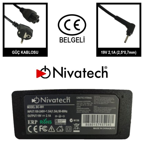 Nivatech BC 991 AC/DC LAPTOP POWER SUPPLY 19V 2,1A (2,5*0,7mm) For ASUS