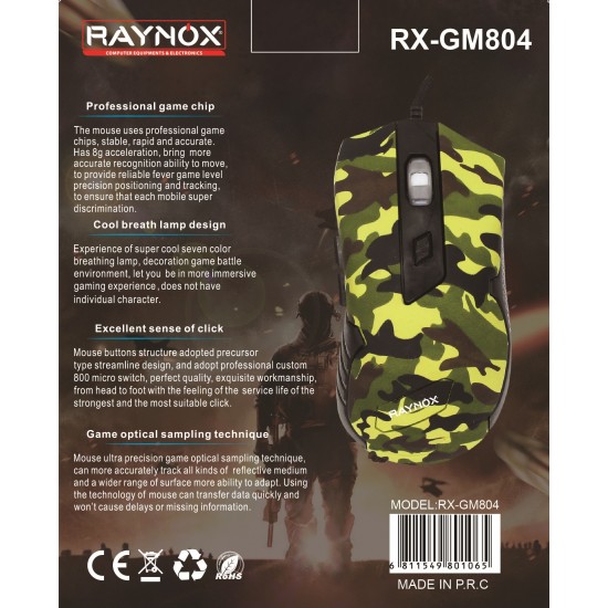 RAYNOX RX-GM804 KAMUFLAJ OYUNCU MOUSE