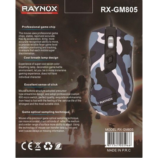 RAYNOX RX-GM805 KAMUFLAJ OYUNCU MOUSE