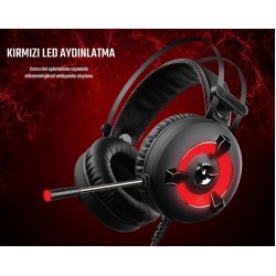 Rampage Miracle-X2 Kırmızı Led 7.1 Surround Sound System Mikrofonlu Oyuncu Kulaklığı Rampage Miracle-X2 Kırmızı Led 7.1 Surround Sound System Mikrofonlu Oyuncu Kulaklığı