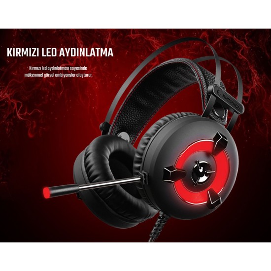 Rampage Miracle-X2 Kırmızı Led 7.1 Surround Sound System Mikrofonlu Oyuncu Kulaklığı