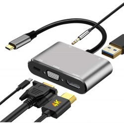 TYPE C HUB ALL IN ONE 5 IN 1 (VGA-HDMI-USB-AUX PORT) TYPE C HUB ALL IN ONE 5 IN 1 (VGA-HDMI-USB-AUX PORT)