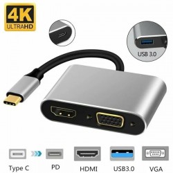 TYPE C HUB ALL IN ONE 5 IN 1 (VGA-HDMI-USB-AUX PORT) TYPE C HUB ALL IN ONE 5 IN 1 (VGA-HDMI-USB-AUX PORT)