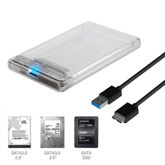 2.5" USB 3.0 ŞEFFAF HARİCİ HDD-SSD KUTUSU