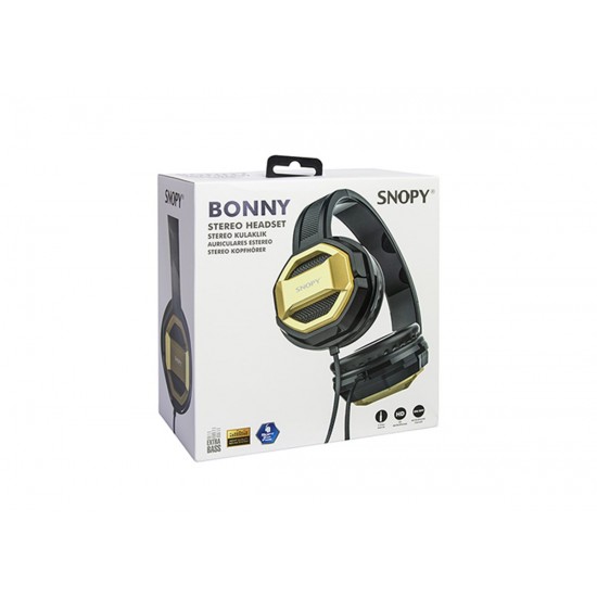 Snopy Bonny PC - Tablet - Telefon İçin Mikrofonlu Kulaklık - Gold