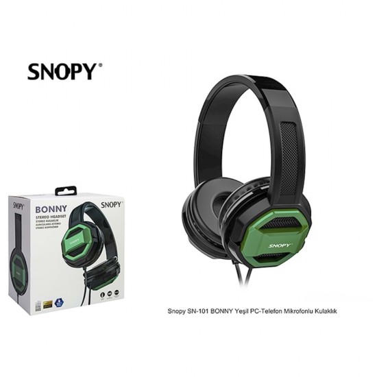 Snopy Bonny PC - Tablet - Telefon İçin Mikrofonlu Kulaklık - YEŞİL