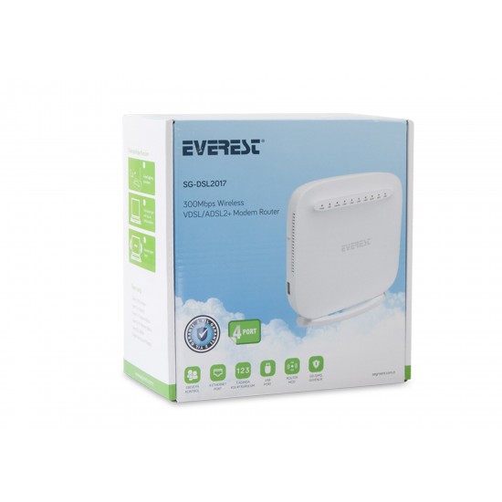 Everest SG-DSL2017 Ethernet 300Mbps Kablosuz Dahili Anten VDSL/ADSL2+ Modem Router