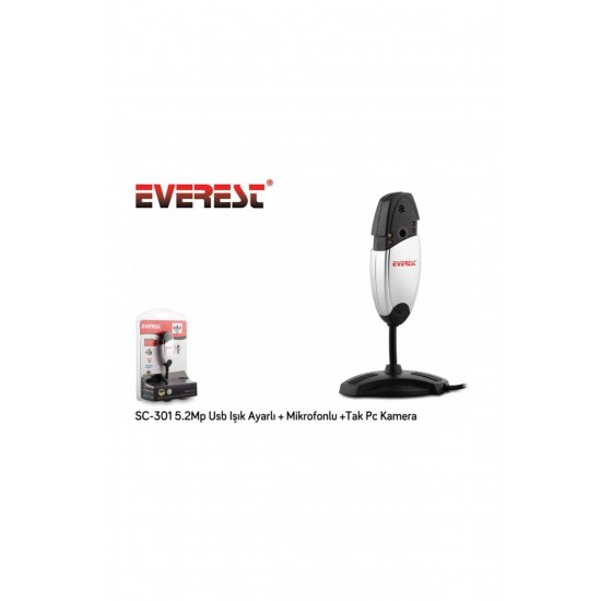 Everest SC-301 5.2Mp Usb Işık Ayarlı + Mikrofonlu +Tak Pc Kamera