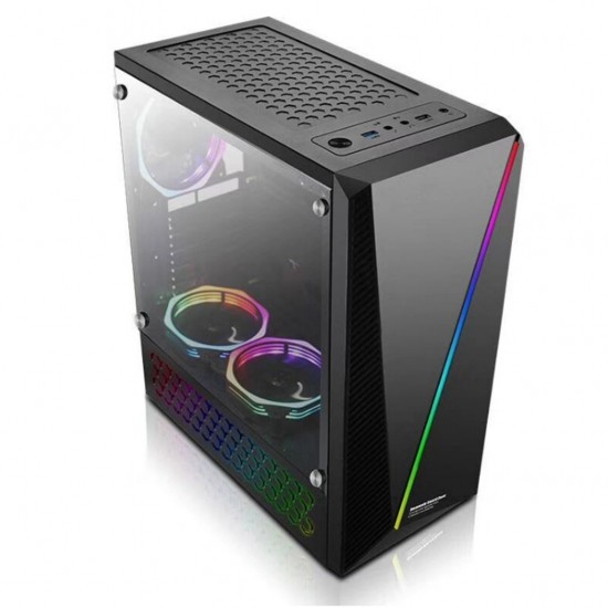 GameBooster GB-L05B USB3.0 Siyah Rainbow RGB Fan Strip kasa (PSU Yok)