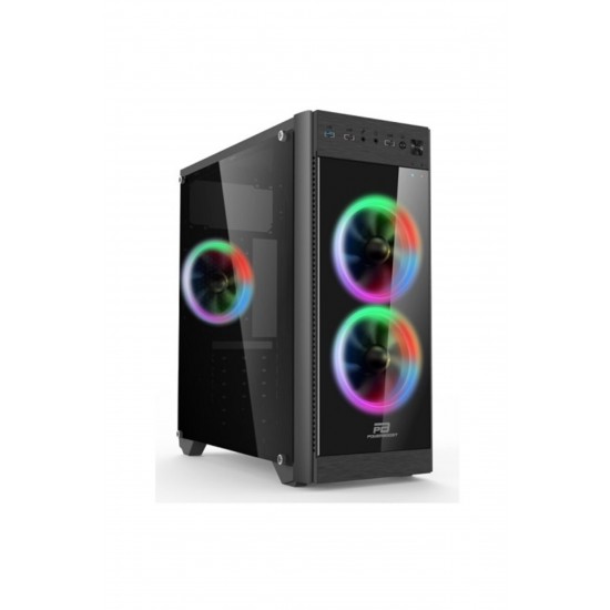 PowerBoost VK-C013B 500w USB 3.0 ATX, Light 5 Color fan, High Gloss, siyah Kasa