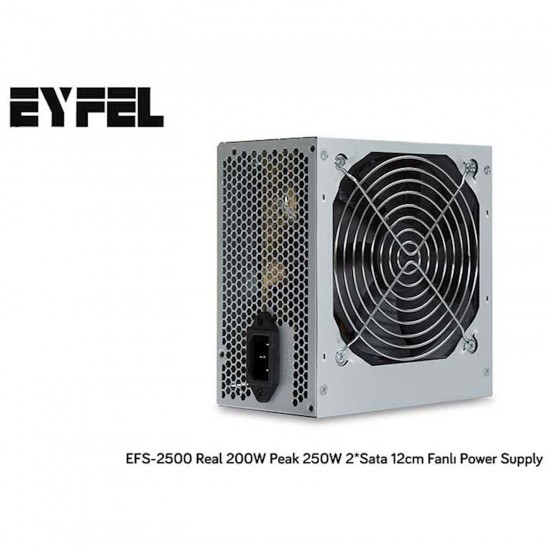 Eyfel EFS-2500 Real 200W Peak 250W 2*Sata 12cm Fanlı Power Supply