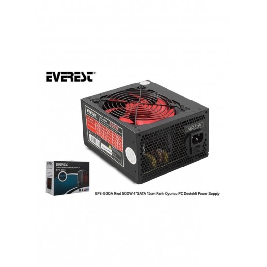 Everest EPS-500A Real 500W 4*SATA 12cm Fanlı Oyuncu PC Destekli Power Supply