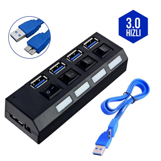 Nivatech NTC 629-1 4 PORT ANAHTARLI  USB 3,0 HUB