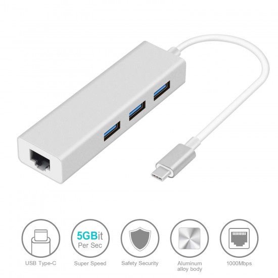 Nivatech NTC-X1906  USB/TYPE-C 3.0 3 PORT HUB+GİGABİT LAN