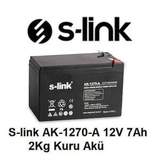 S-link AK-1270-A 12V 7Ah 2Kg Kuru Akü