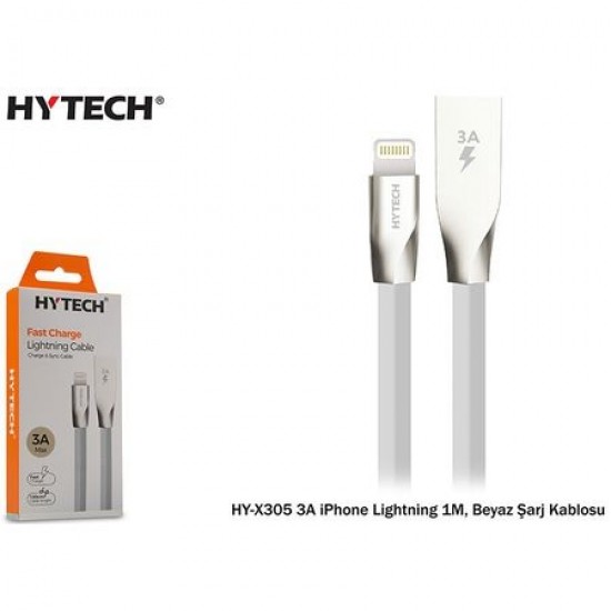 Hytech HY-X305 3A iPhone Lightning 1M, Beyaz Şarj Kablosu