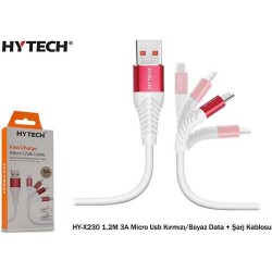 Hytech HY-X230 1.2M 3A Micro Usb Gri/Siyah Data + Şarj Kablosu Hytech HY-X230 1.2M 3A Micro Usb Gri/Siyah Data + Şarj Kablosu