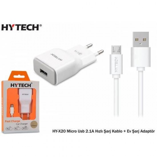 Hytech HY-X20 Micro Usb 2.1A Hızlı Şarj Kablo + Ev Şarj Adaptör