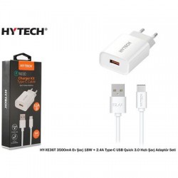 Hytech HY-XE36T 3500mA Ev Şarj 18W + 2.4A Type-C USB Quick 3.0 Hızlı Şarj Adaptör Seti Hytech HY-XE36T 3500mA Ev Şarj 18W + 2.4A Type-C USB Quick 3.0 Hızlı Şarj Adaptör Seti