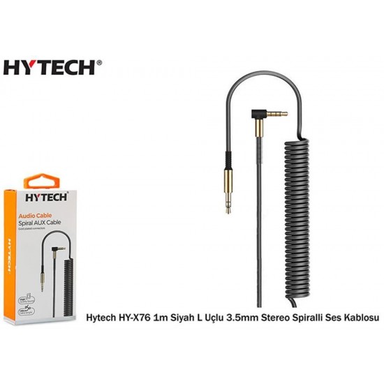 Hytech HY-X76 1m Beyaz L Uçlu 3.5mm Stereo Spiralli Ses Kablosu