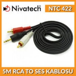 NİVATECH NTC-422 5 M 3,5 MM DC 2 RCA KABLO