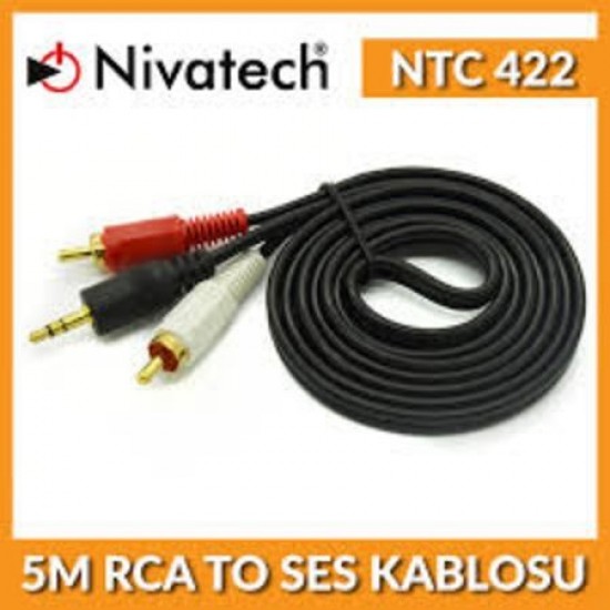NİVATECH NTC-422 5 M 3,5 MM DC 2 RCA KABLO