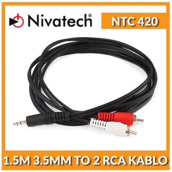 Nivatech NTC 420 3,5MM TO 2 RCA CABLE 1,5M