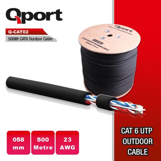 QPORT Q-CAT02 500 M CAT6 OUTDOOR 23AWG 0,58 MM