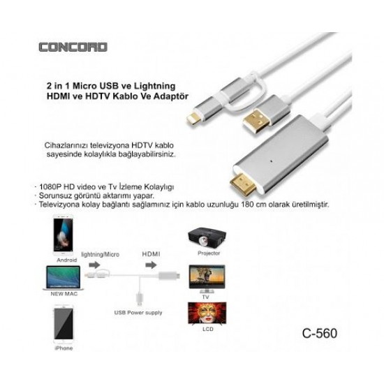 CONCORD C-560 TV HDMI CABLE