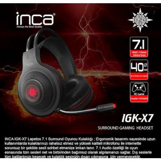 INCA LAPESTOS IGK-X7 7.1 Surround Gamıng Headset