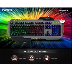 Rampage KB-R79 Gökkuşağı Aydınlatmalı USB Gaming Q Multimedia Klavye