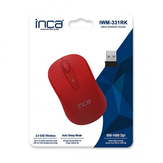 INCA  IWM-331RK Silent Wireless Mouse Kırmızı Sessiz Mouse